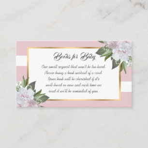 Cartão De Informações Chá de fraldas Floral Cor-de-rosa com tinta em vez