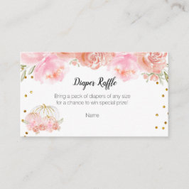 Cartão De Informações Chá de fraldas Floral de Abóbora - Fralda de Cartã