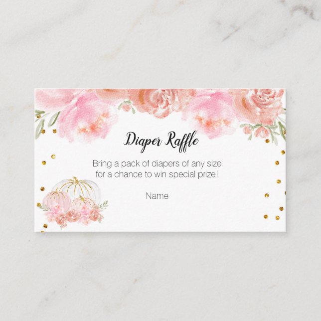 Cartão De Informações Chá de fraldas Floral de Abóbora - Fralda de Cartã (Frente)