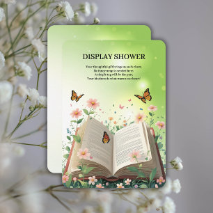 Cartão De Informações Chá de fraldas Floral de Storybook do Jardim Moder
