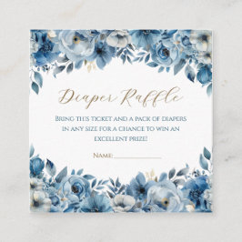 Cartão De Informações Chá de fraldas Floral Moderno Azul