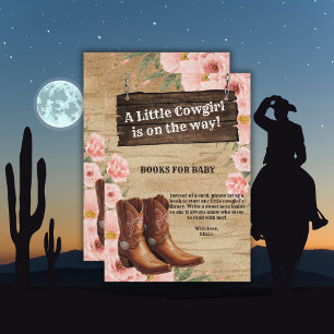 Cartão De Informações Chá de fraldas Floral Russo Cowgirl Boots