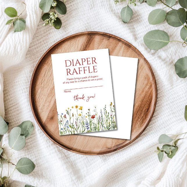 Cartão De Informações Chá de fraldas fralda das Flores de Mola Raffle (Criador carregado)
