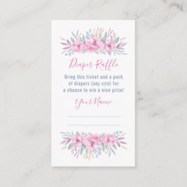 Cartão De Informações Chá de fraldas Fralda Flores Rosa-Cor-de-Água