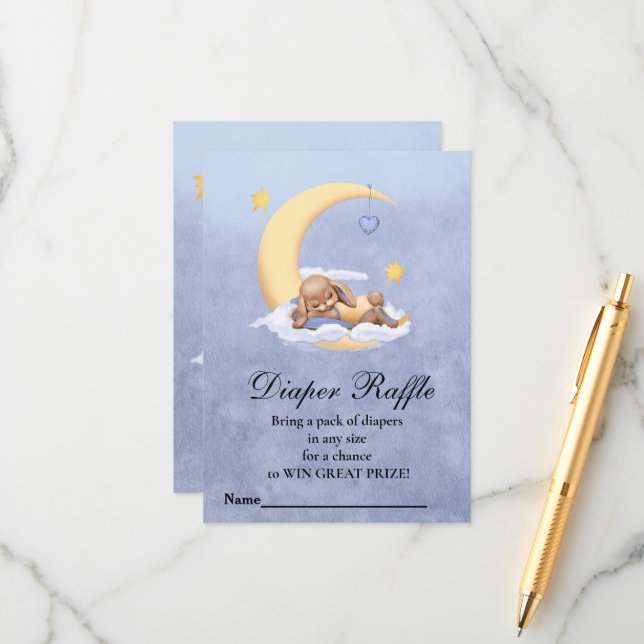 Cartão De Informações Chá de fraldas Fralda Raffle (Frente/Verso In Situ)