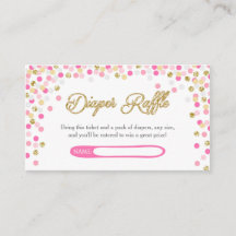 Chá de fraldas Fralda Raffle Card cor-de-rosa - br