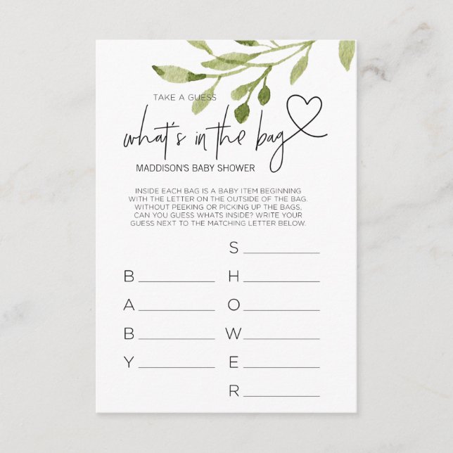 Cartão De Informações Chá de fraldas GamesPlaca de Grupo Neutro para o G (Frente)