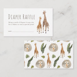Cartão De Informações Chá de fraldas Giraffe Safari - Bilhete Raffle