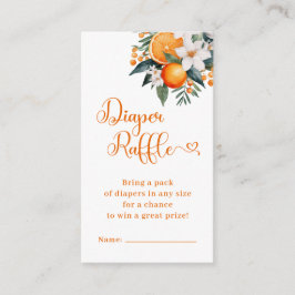 Cartão De Informações Chá de fraldas Laranja Fralda Raffle Girl