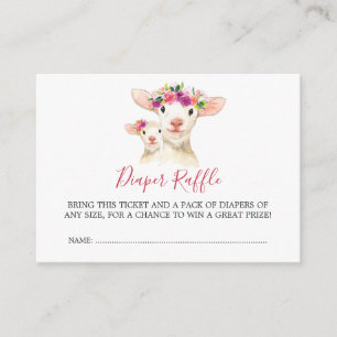 Cartão De Informações Chá de fraldas Mãe E Carneiro Fralda Raffle