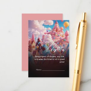 Cartão De Informações Chá de fraldas Mágico do Mundo Candy