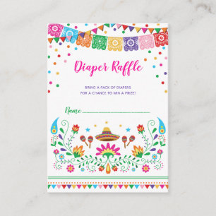 Cartão De Informações Chá de fraldas mexicano colorido do Raffle da