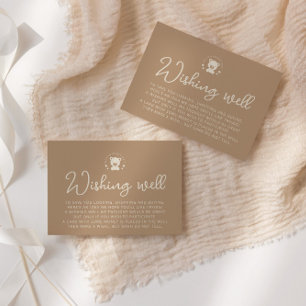 Cartão De Informações Chá de fraldas Minimalista de Desejo do Urso de Te