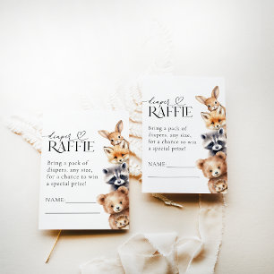 Cartão De Informações Chá de fraldas Moderna de Animais da Floresta