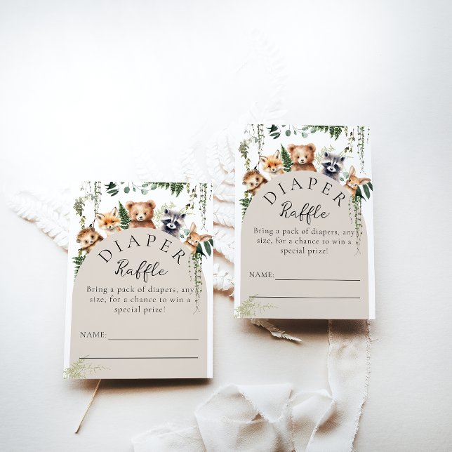 Cartão De Informações Chá de fraldas Moderna de Animais da Floresta (Criador carregado)