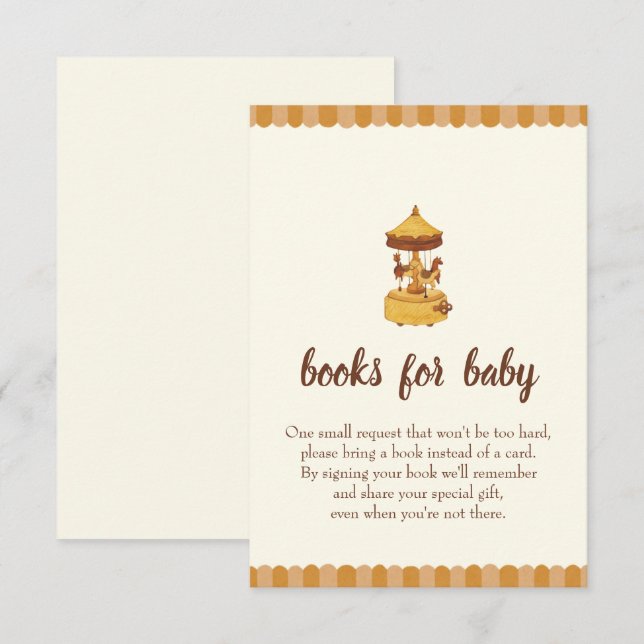 Cartão De Informações Chá de fraldas neutro do carrossel (Frente/Verso)