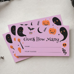 Cartão De Informações Chá de fraldas Puro De Halloween Adivinha Quantos