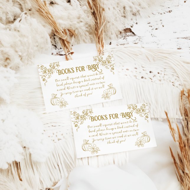 Cartão De Informações Chá de fraldas Quimoral Dourado Da Abóbora (Criador carregado)