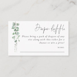 Cartão De Informações Chá de fraldas Raffle da Fralda de Script Eucalypt
