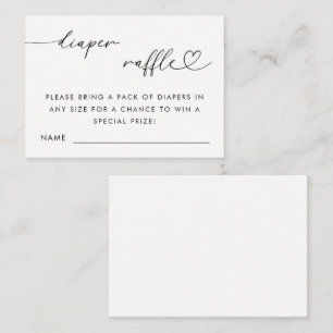 Cartão De Informações Chá de fraldas Raffle de Fralda de Script de Coraç
