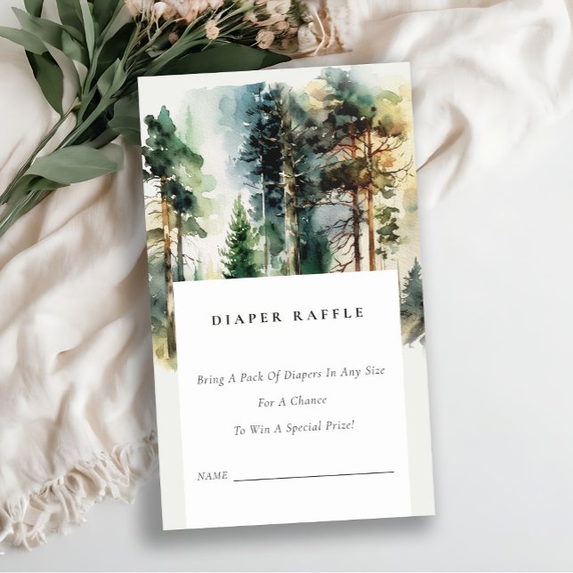 Cartão De Informações Chá de fraldas Raffle Fralda da Floresta de Madeir (Criador carregado)