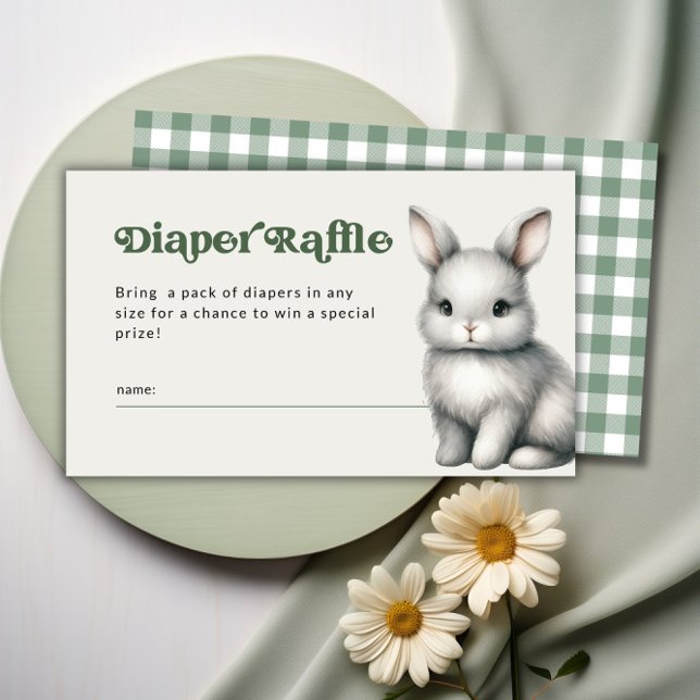 Cartão De Informações Chá de fraldas Raffle Fralda da Woodland (Woodland Diaper Raffle Baby Shower Enclosure Card
)