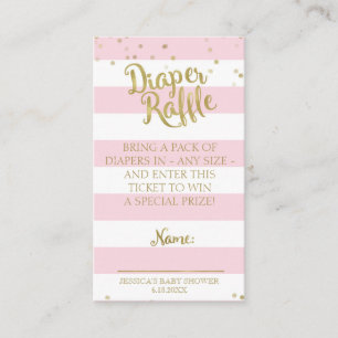 Cartão De Informações Chá de fraldas Rosa Fralda Raffle Inserir Rapariga