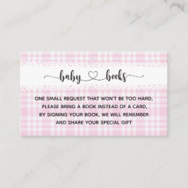 Cartão De Informações Chá de fraldas Rosa Tartan I Aniversário