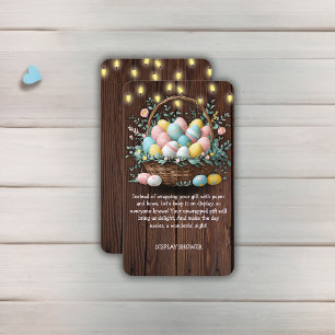 Cartão De Informações Chá de fraldas Rustic Floral Easter Ovos