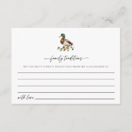 Cartão De Informações Chá de fraldas Rustic Mallard Duck Family Traditio