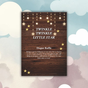 Cartão De Informações Chá de fraldas Rustic Twinkle Twinkle Little Star