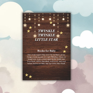 Cartão De Informações Chá de fraldas Rustic Twinkle Twinkle Little Star