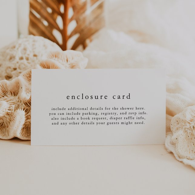 Cartão De Informações CHÁ DE FRALDAS Simples de White Boho Preto da EMEL (EMELIA Unique Black White Boho Simple Baby Shower Enclosure Card)