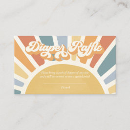 Cartão De Informações Chá de fraldas Sunshine Boho Fralda Retro Raffle