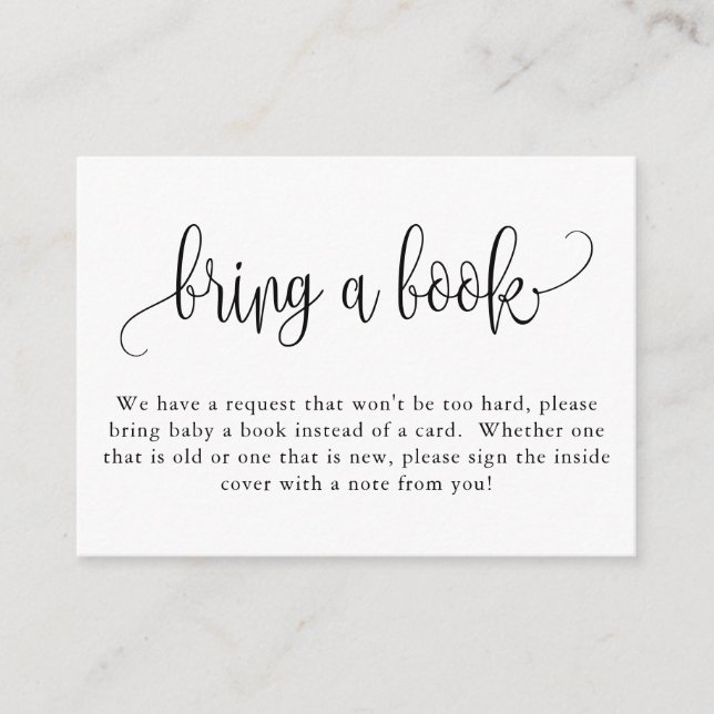 Cartão De Informações Chá de fraldas Traga uma Solicitação de Livro (Frente)