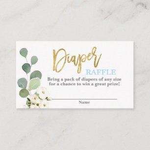 Cartão De Informações Chá de fraldas verde Fralda azul floral Raffle