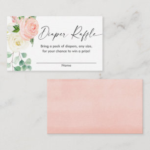 Cartão De Informações chá de fraldas verde-Primavera cor-de-rosa rifa de