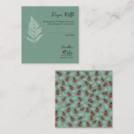Cartão De Informações Chá de fraldas Verde Raffle, Forest Ladybugs