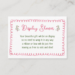 Cartão De Informações Chá de fraldas Vintage Red Floral Girl Chá