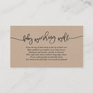 Cartão De Informações Chá de fraldas, Wishing, Creative Kraft Script