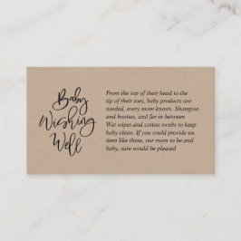 Cartão De Informações Chá de fraldas, Wishing, roteiro rústico de kraft