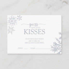 Cartão De Informações Chá de Neve Azul Moderno Quantos Beijos