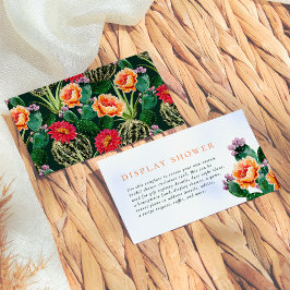 Cartão De Informações Chá de Noiva Editável Boho Cactus Flores Fiesta