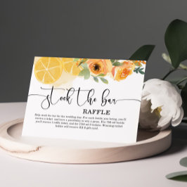 Cartão De Informações Chá de Noiva Floral e Limões Abastece o bar