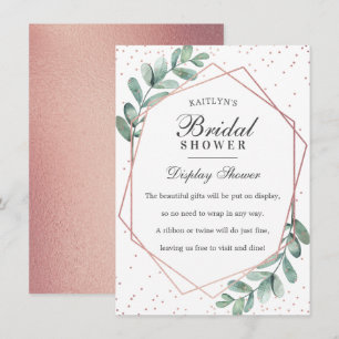 Cartão De Informações Chá de Noiva Geométrico Eucalipto Rose Gold