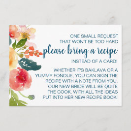 Cartão De Informações Chá de Noiva no Jardim das Flores Traga uma Receit
