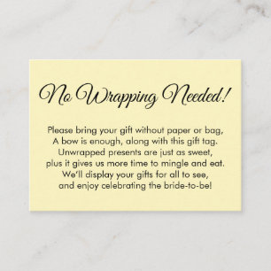 Cartão De Informações Chá de panela amarelo simples "Sem necessidade de