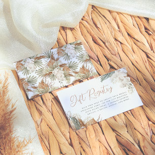 Cartão De Informações Chá de panela Boho White Orchid & Pampas Grass