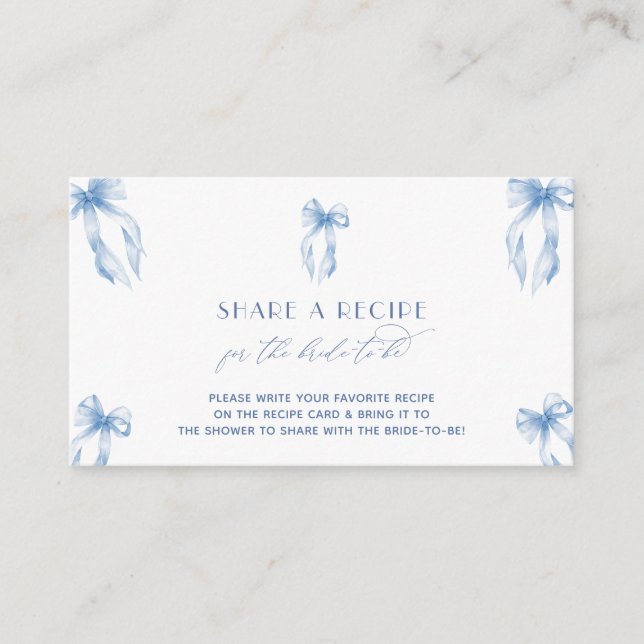 Cartão De Informações Chá de panela Coquete Arco Azul Compartilhamento U (Frente)