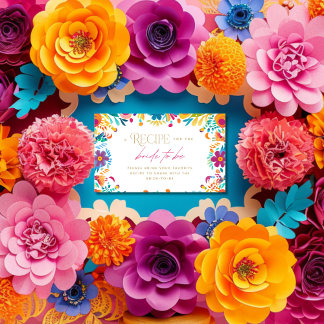 Cartão De Informações Chá de panela de Flores Amarelas do México Fiesta